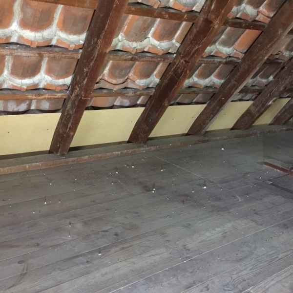 Ungedämmte Dachfelder vor der Zellulose-Dämmung.